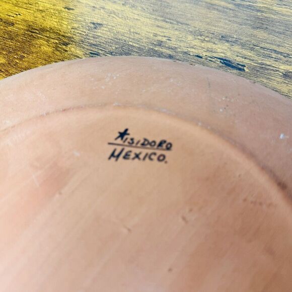 VINTAGE MEXICAN FOLK ART Vibrant Hand Painted Isidoro Decorative Wall Plate 10” - Picture 7 of 7